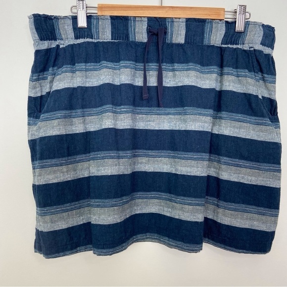 Patagonia blue skirt striped ajustable waist grey blue hemp cotton organic Large - Picture 4 of 13